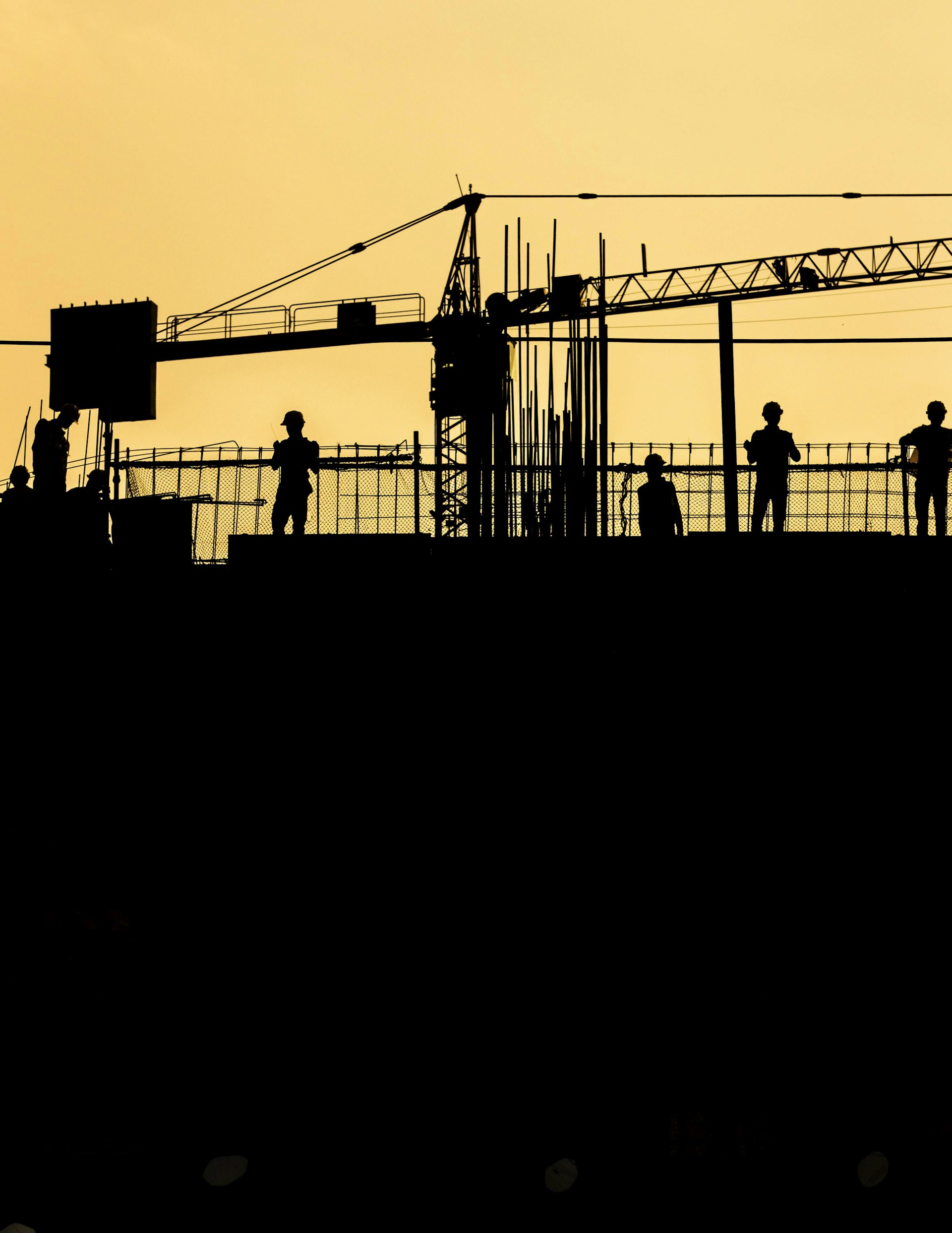 Construction site at dusk